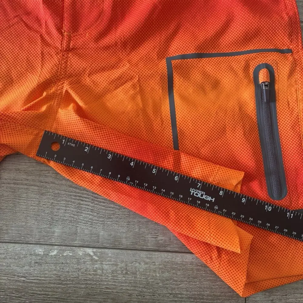 Mack Weldon Board Shorts Mens 33/34 Orange Ombre Unlined Pockets Swim Trunks